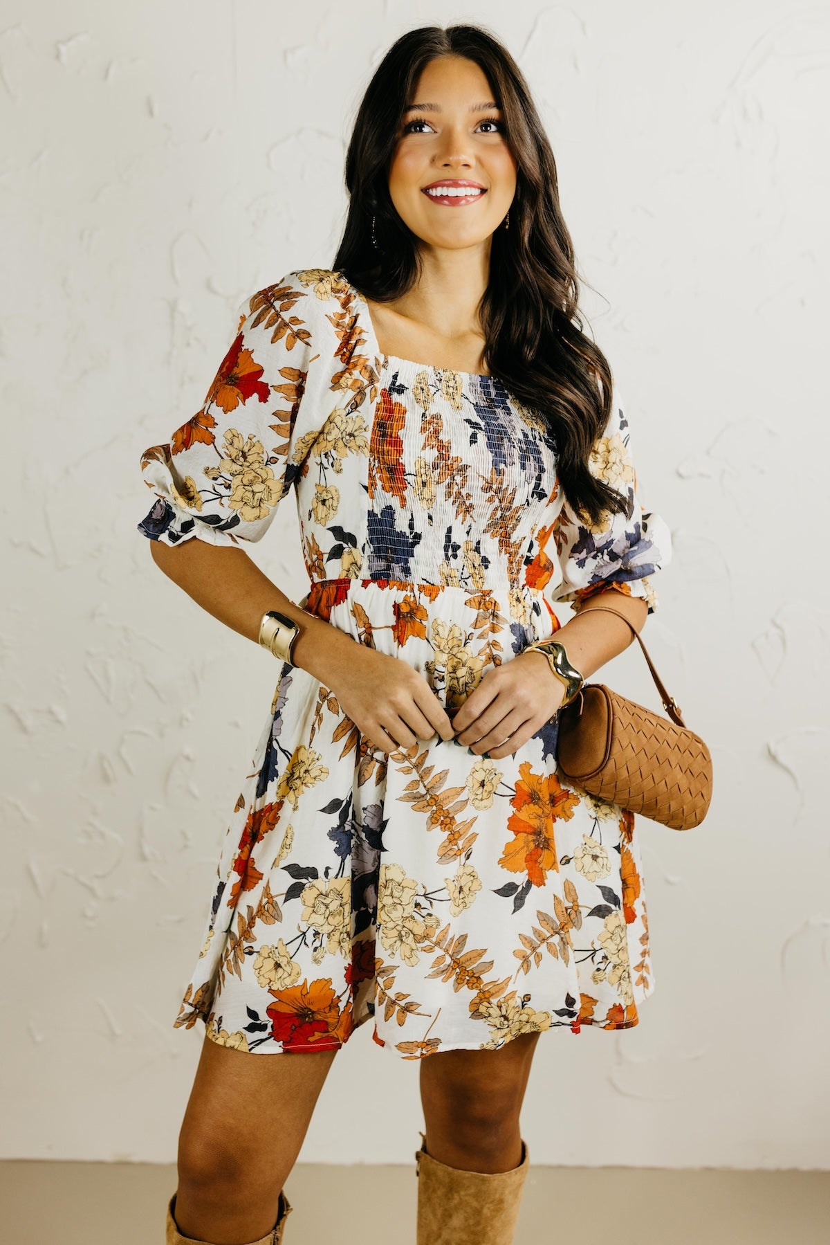 The Shay Smocked Print Mini Dress