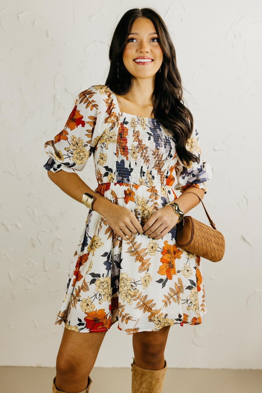The Shay Smocked Print Mini Dress