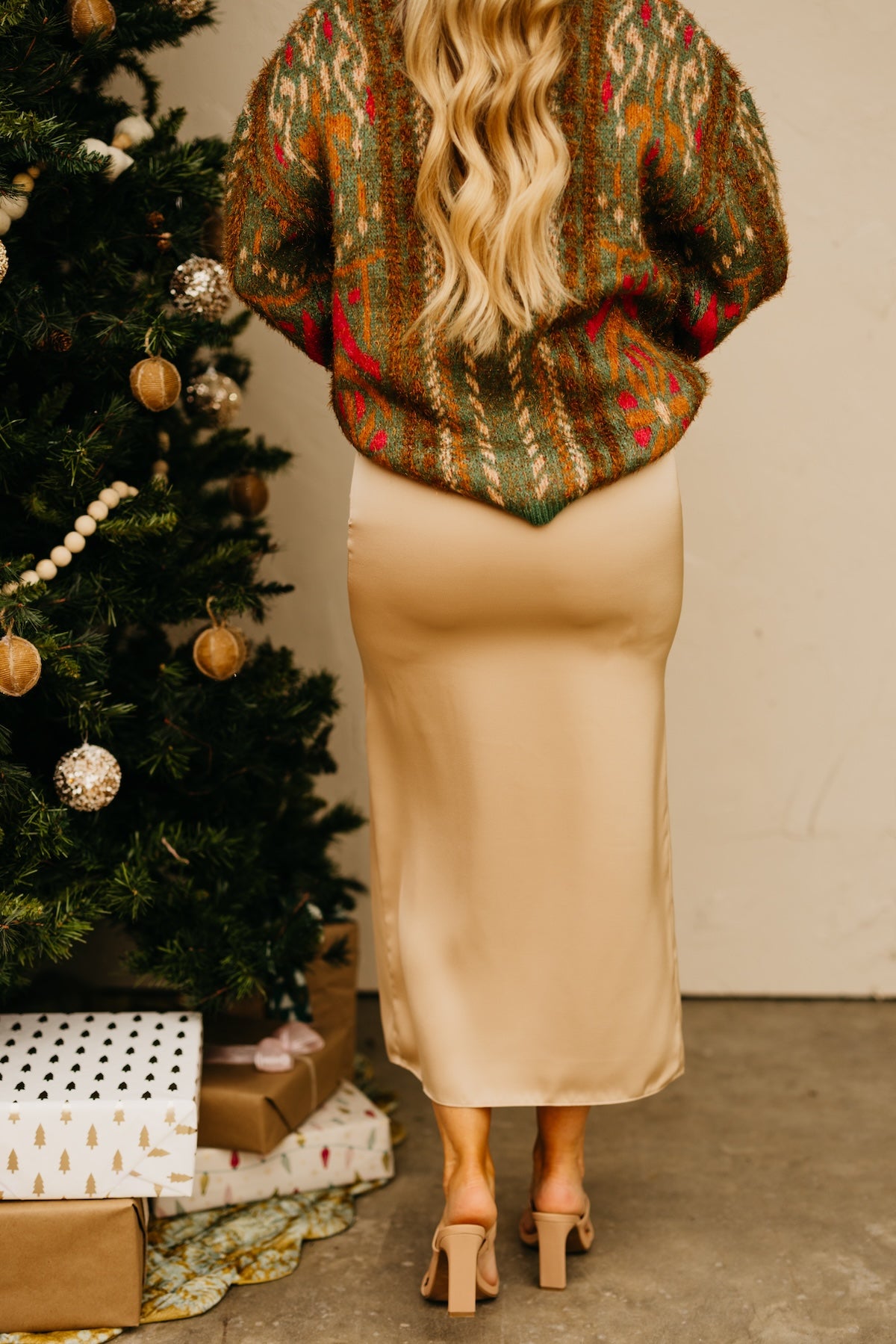 The Roger Rouched Slit Midi Skirt