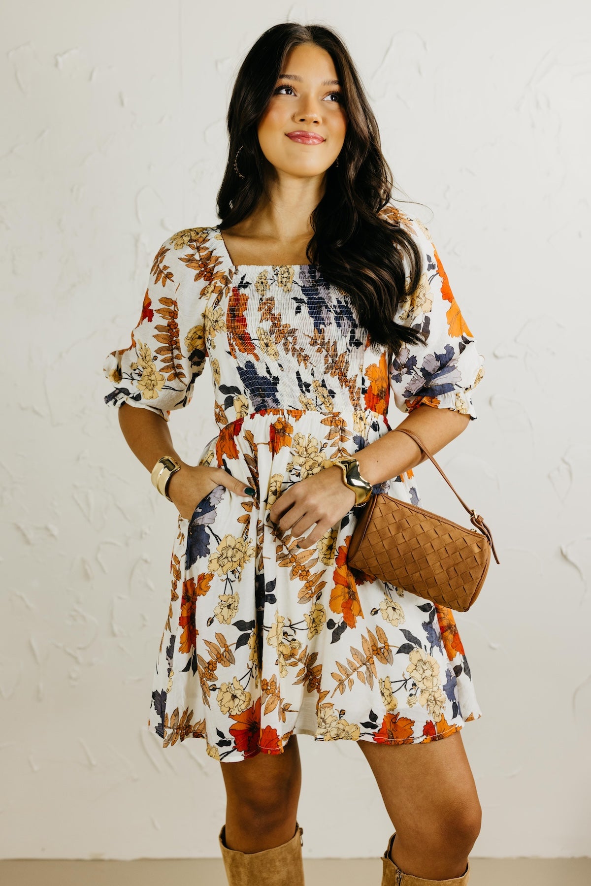 The Shay Smocked Print Mini Dress
