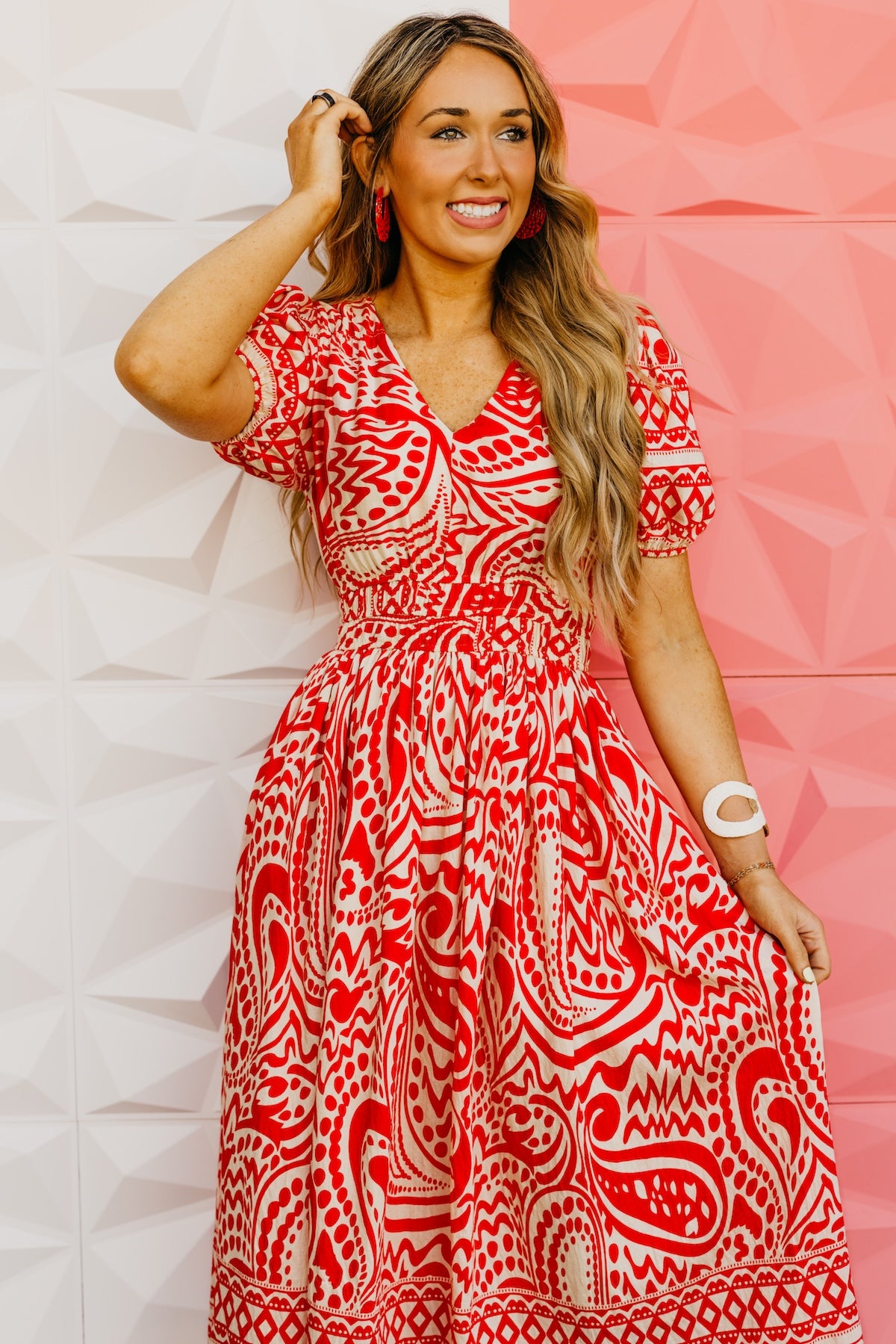 The Bianca Border Print Midi Dress