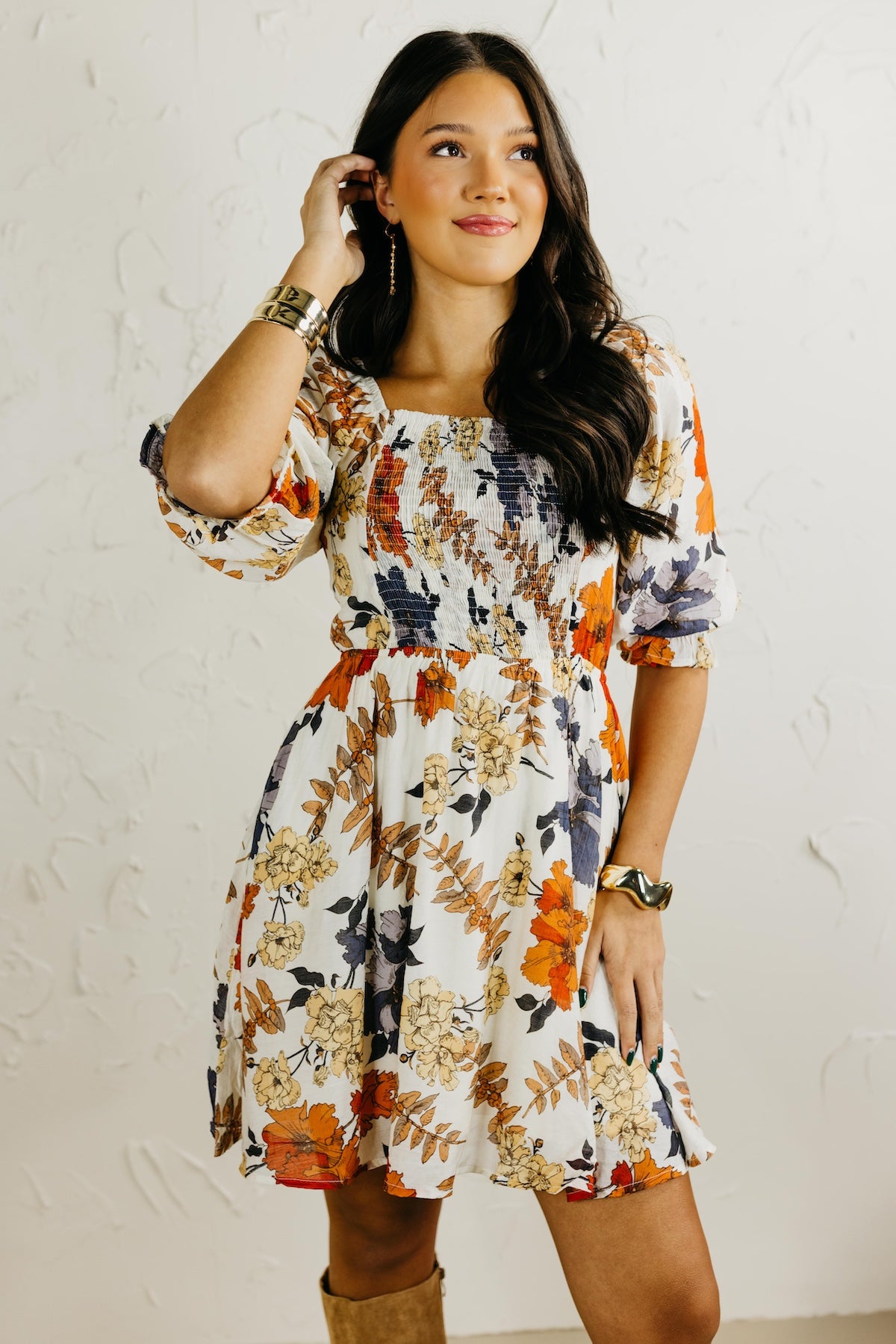 The Shay Smocked Print Mini Dress