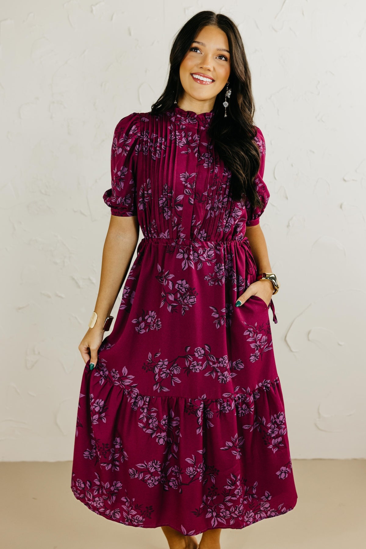 The Zurum Floral Pleated Midi Dress