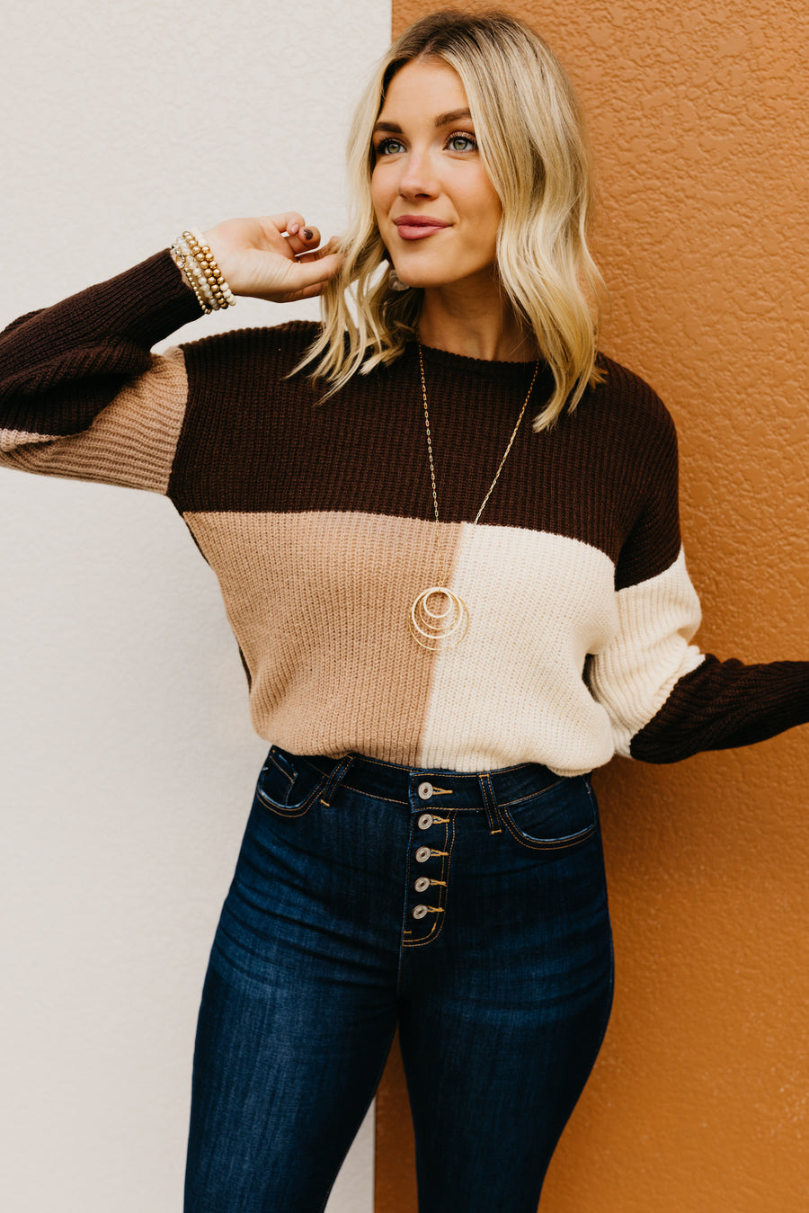 The Danica Color Block Tie Back Sweater  - FINAL SALE