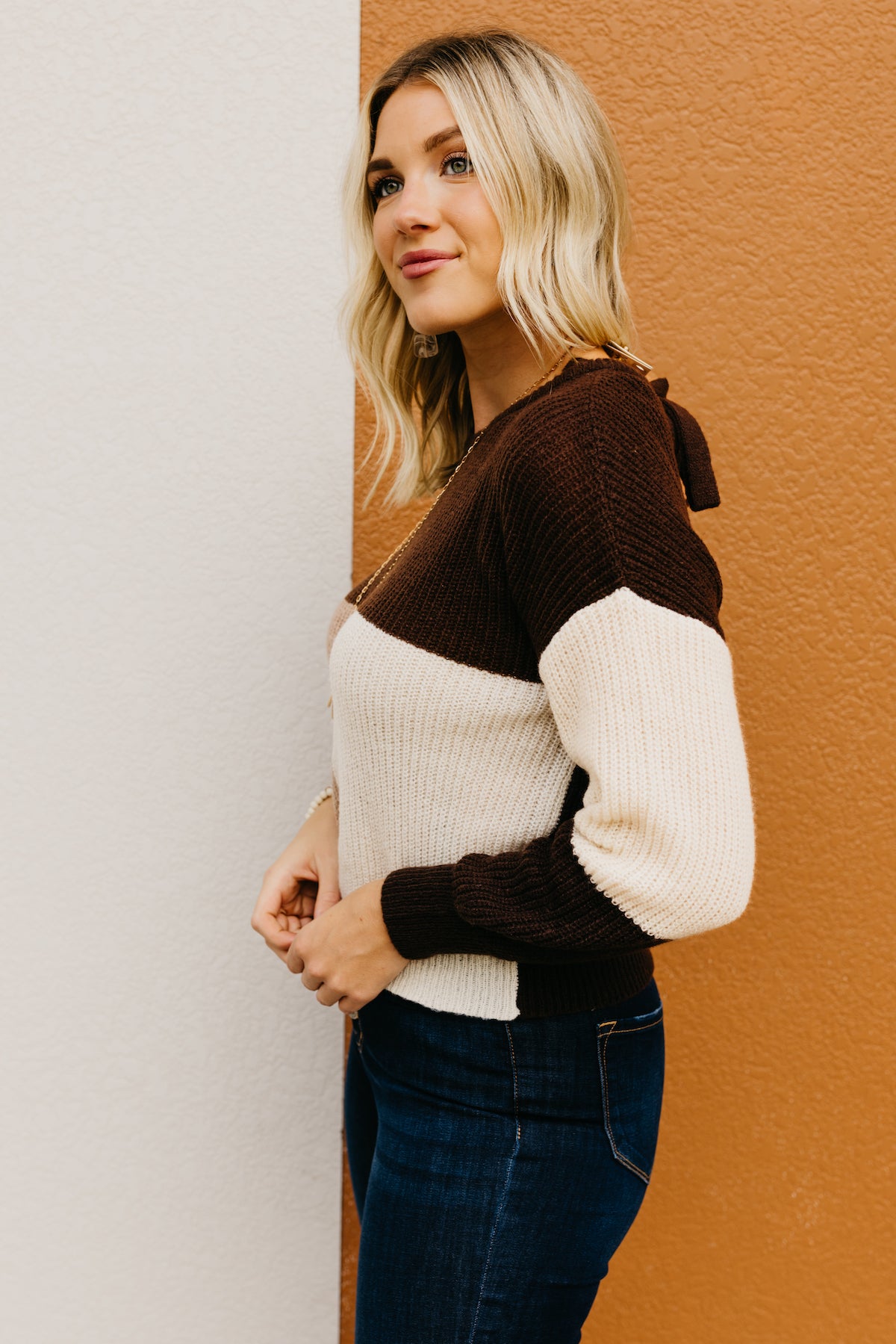 The Danica Color Block Tie Back Sweater  - FINAL SALE