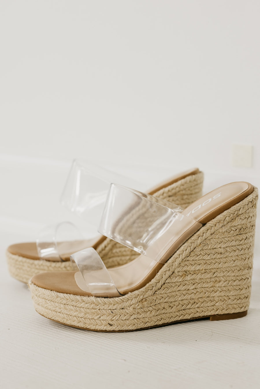 The Big Fan Clear Espadrille Wedge