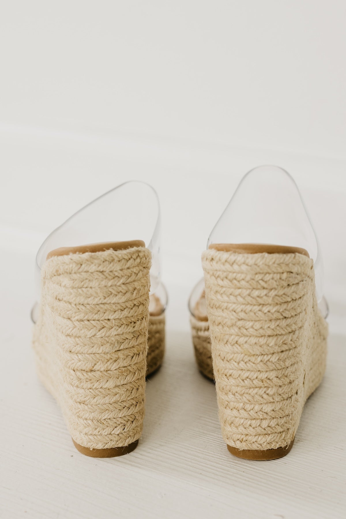 The Big Fan Clear Espadrille Wedge