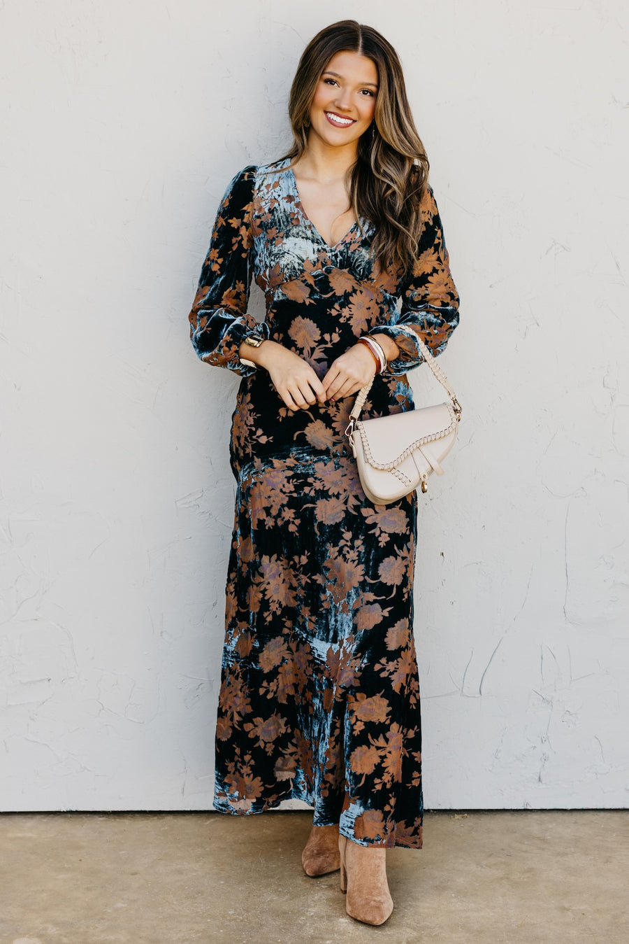 The Mariska Burnout Velvet Maxi Dress