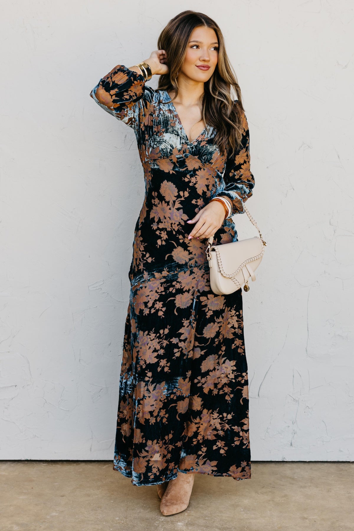 The Mariska Burnout Velvet Maxi Dress