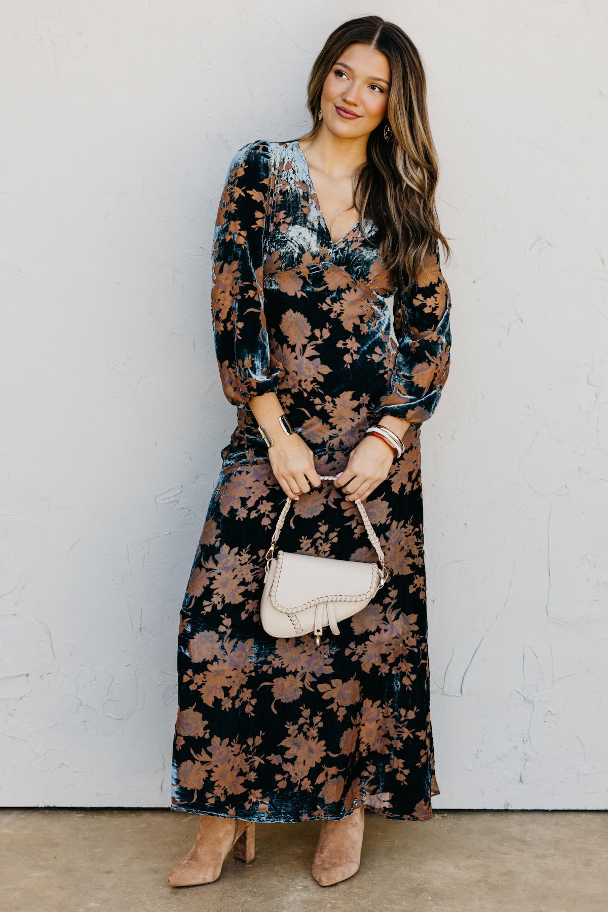 The Mariska Burnout Velvet Maxi Dress