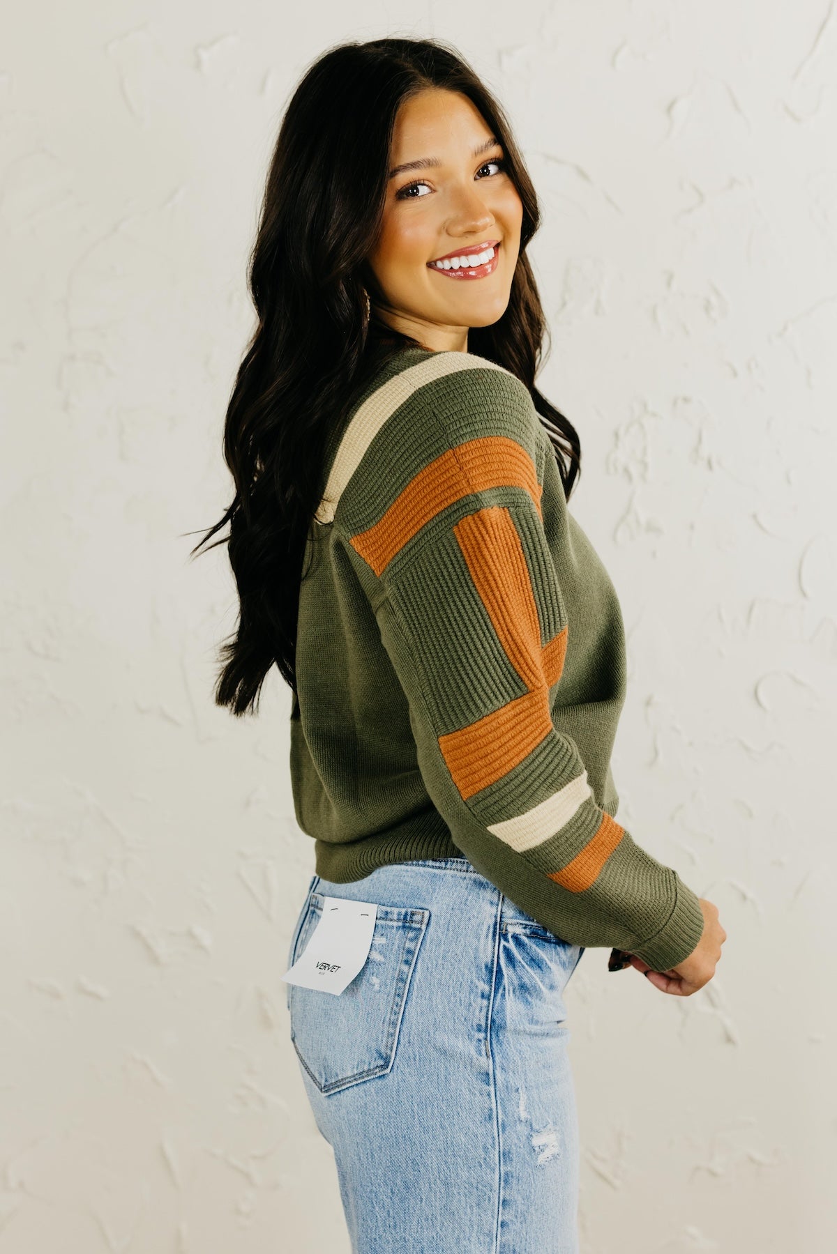 The Daffney Quarter Zip Striped Sweater