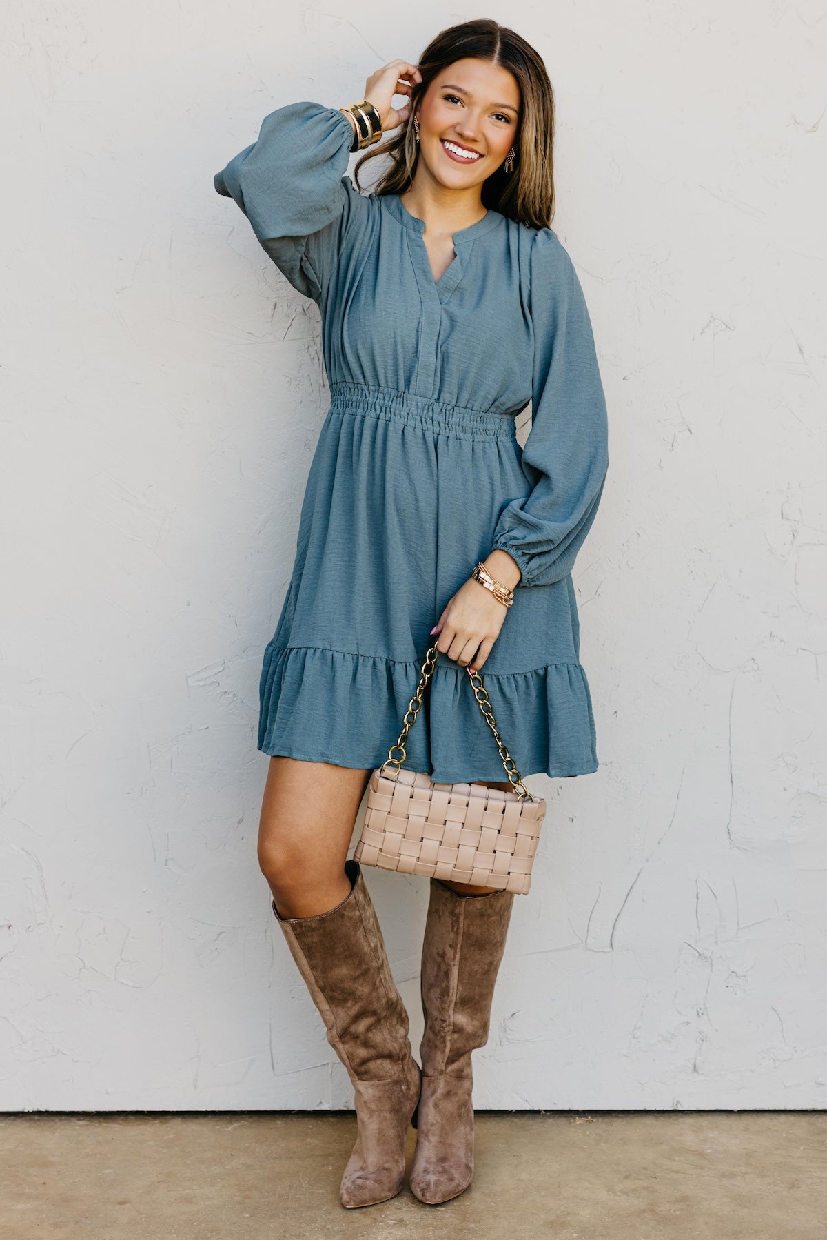 The Irene Elastic Waist Mini Dress