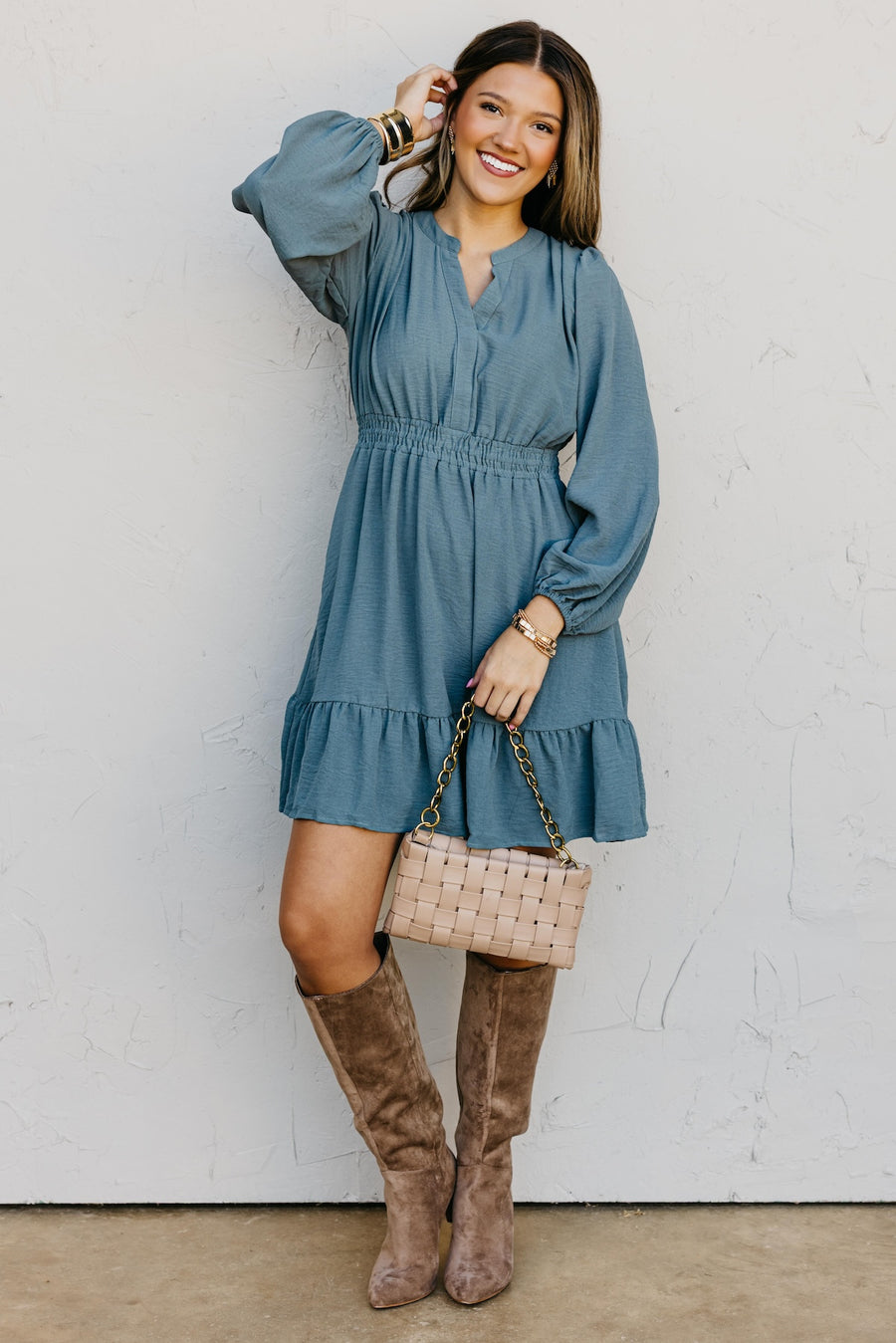 The Irene Elastic Waist Mini Dress