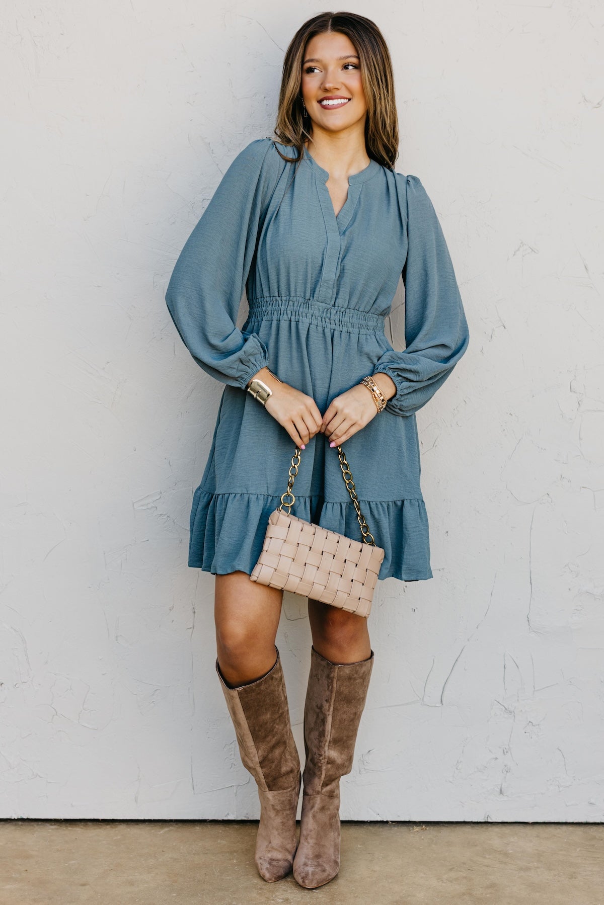The Irene Elastic Waist Mini Dress