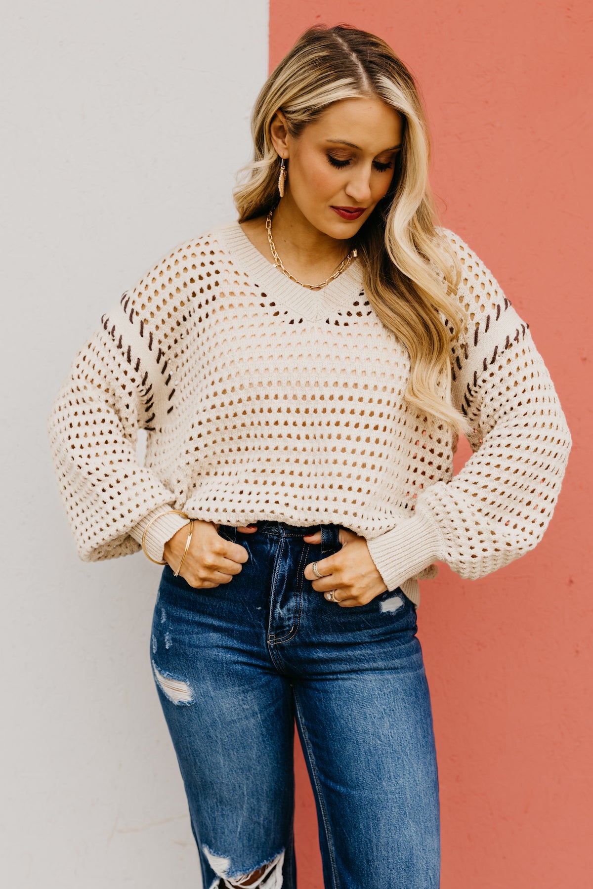 The Julianna Woven Pointelle Sweater