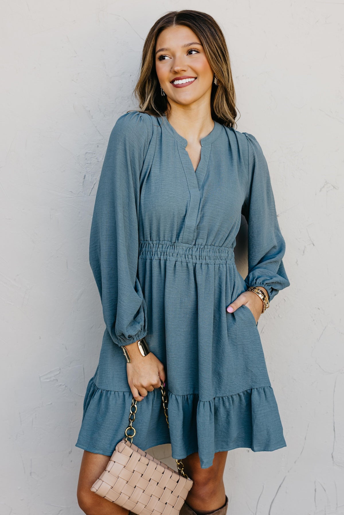 The Irene Elastic Waist Mini Dress