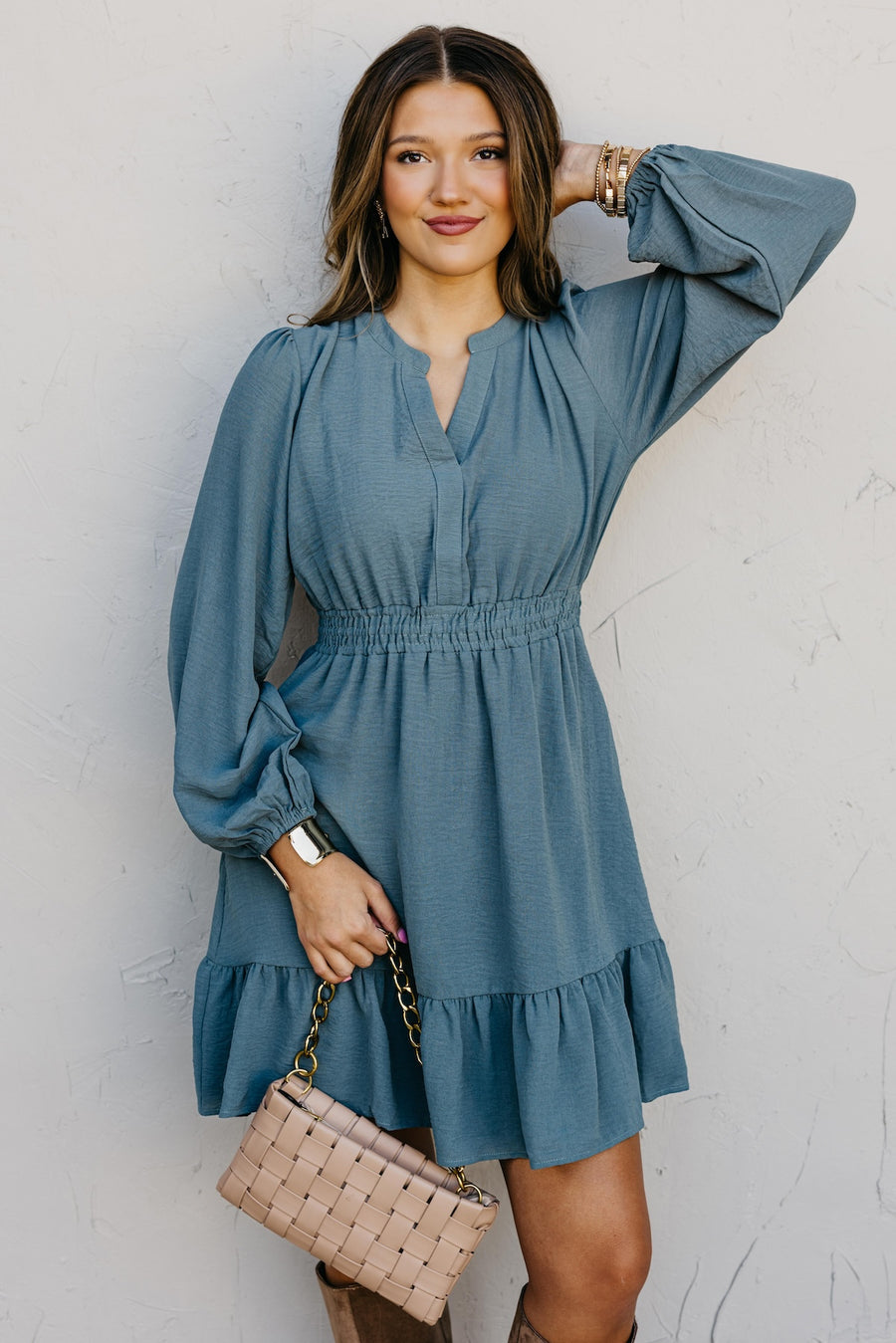 The Irene Elastic Waist Mini Dress