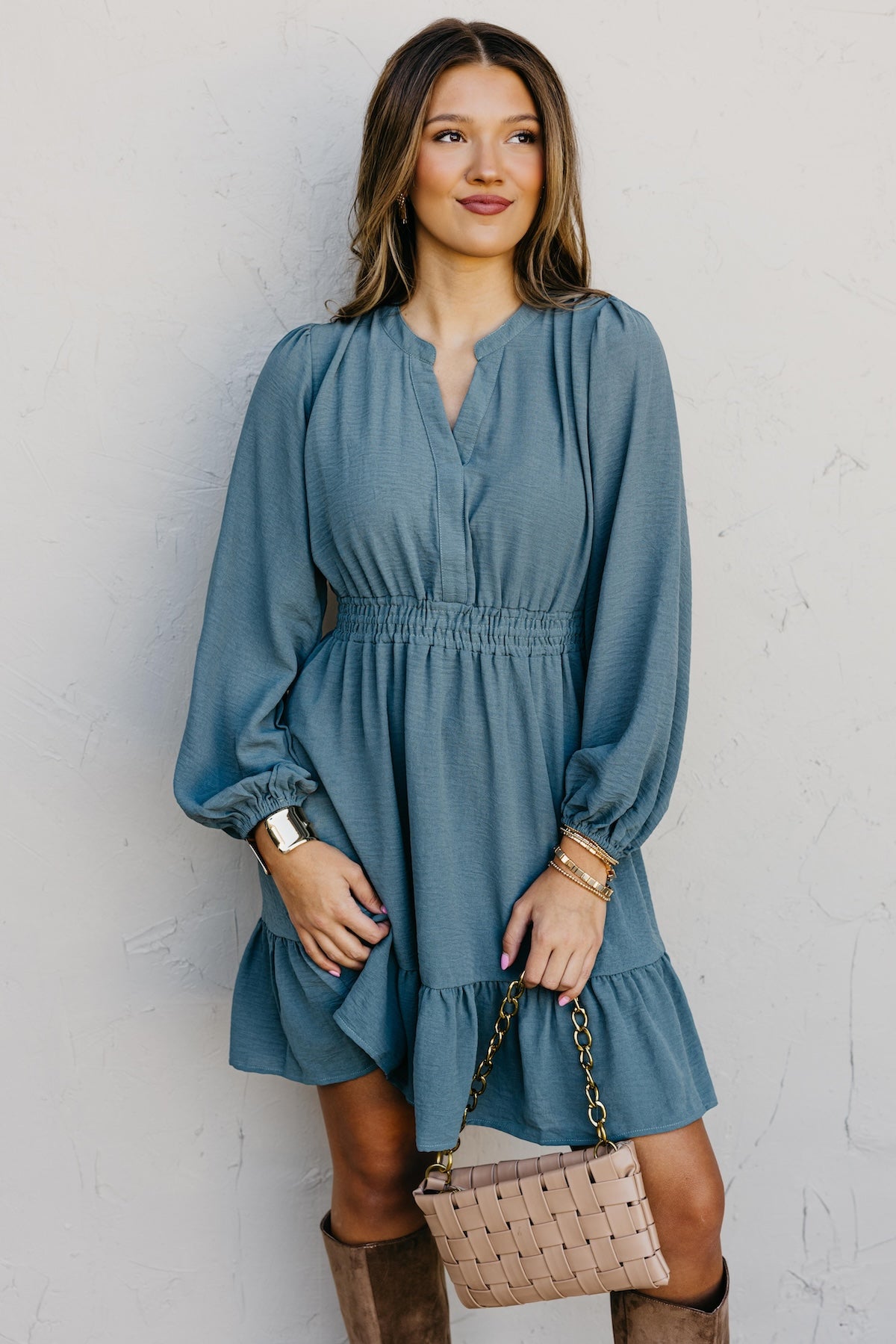 The Irene Elastic Waist Mini Dress