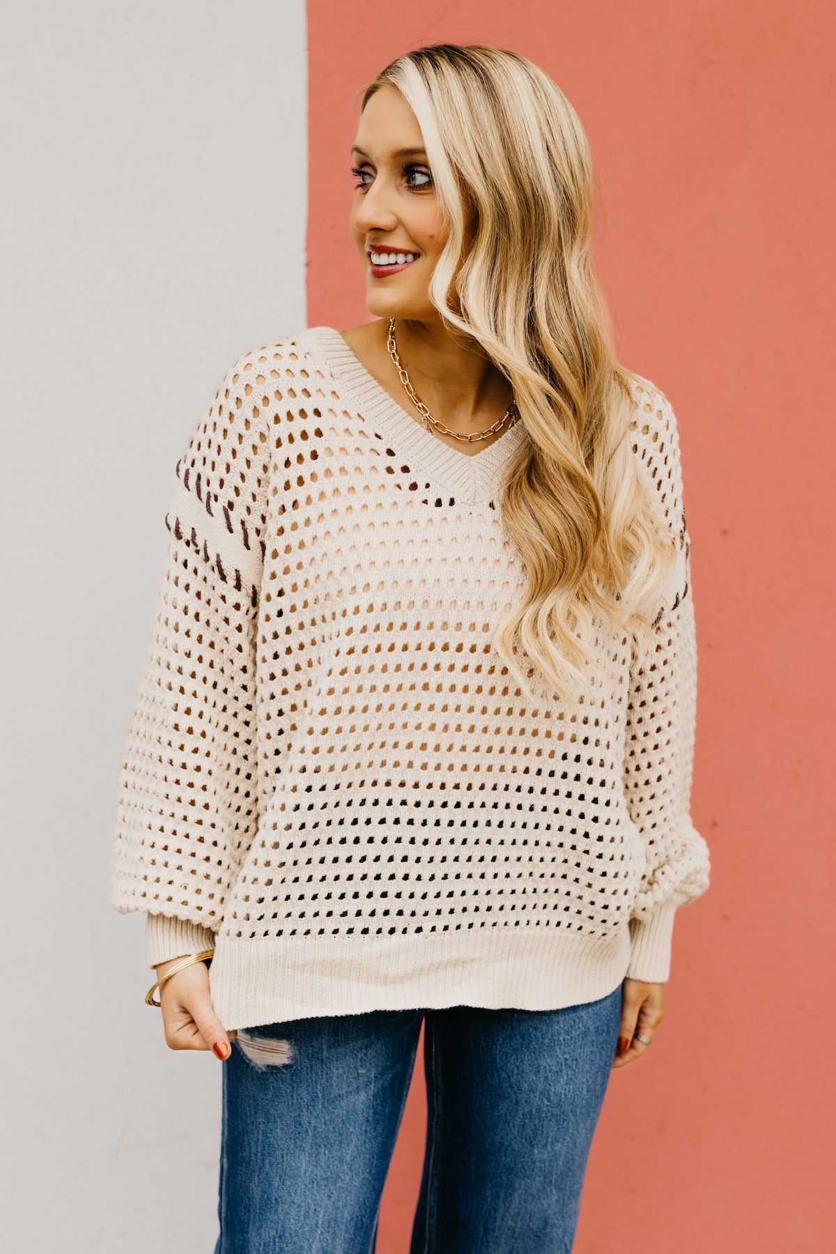 The Julianna Woven Pointelle Sweater