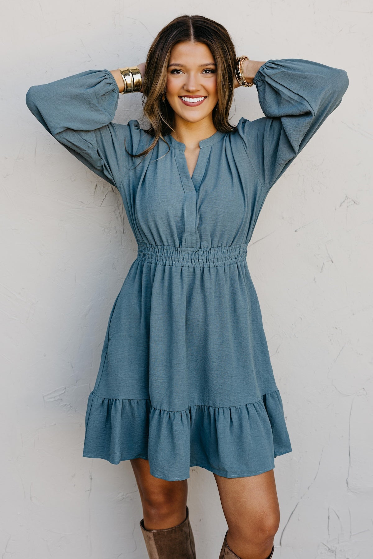 The Irene Elastic Waist Mini Dress