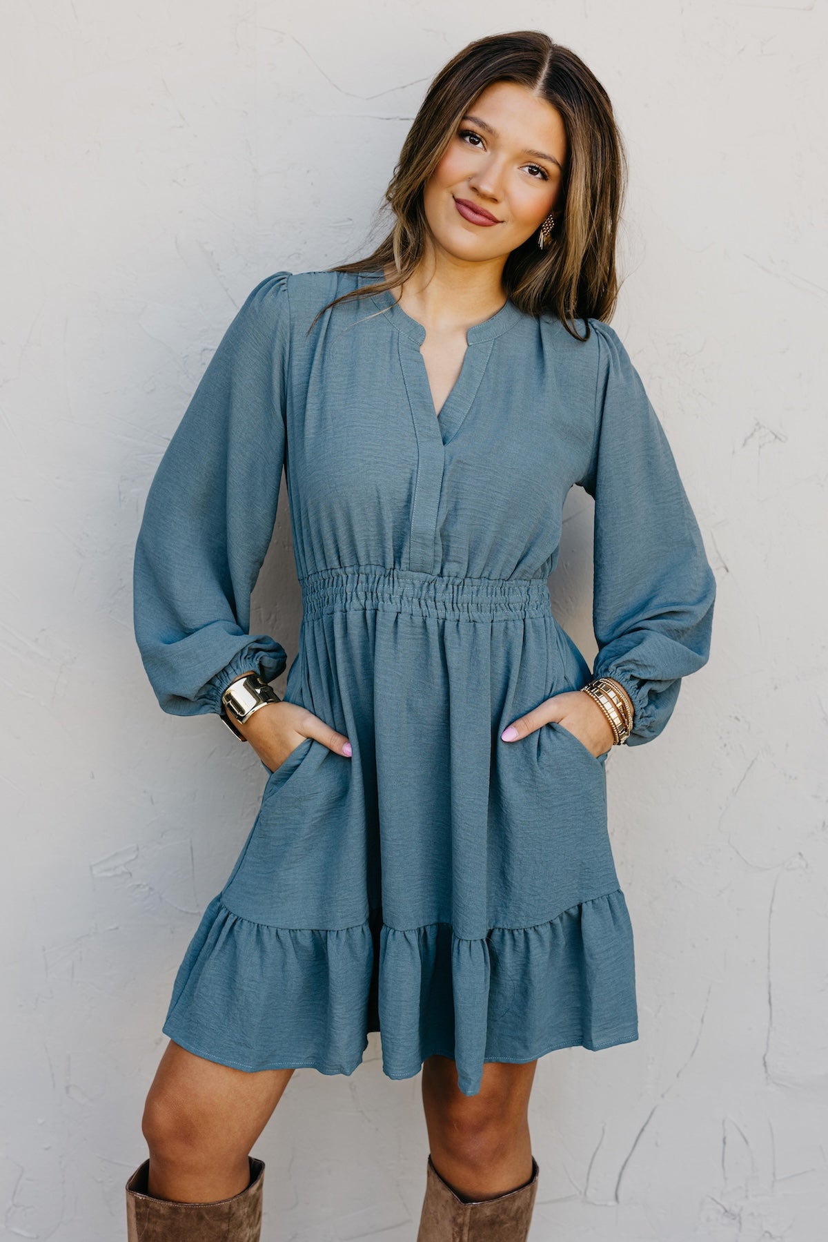 The Irene Elastic Waist Mini Dress
