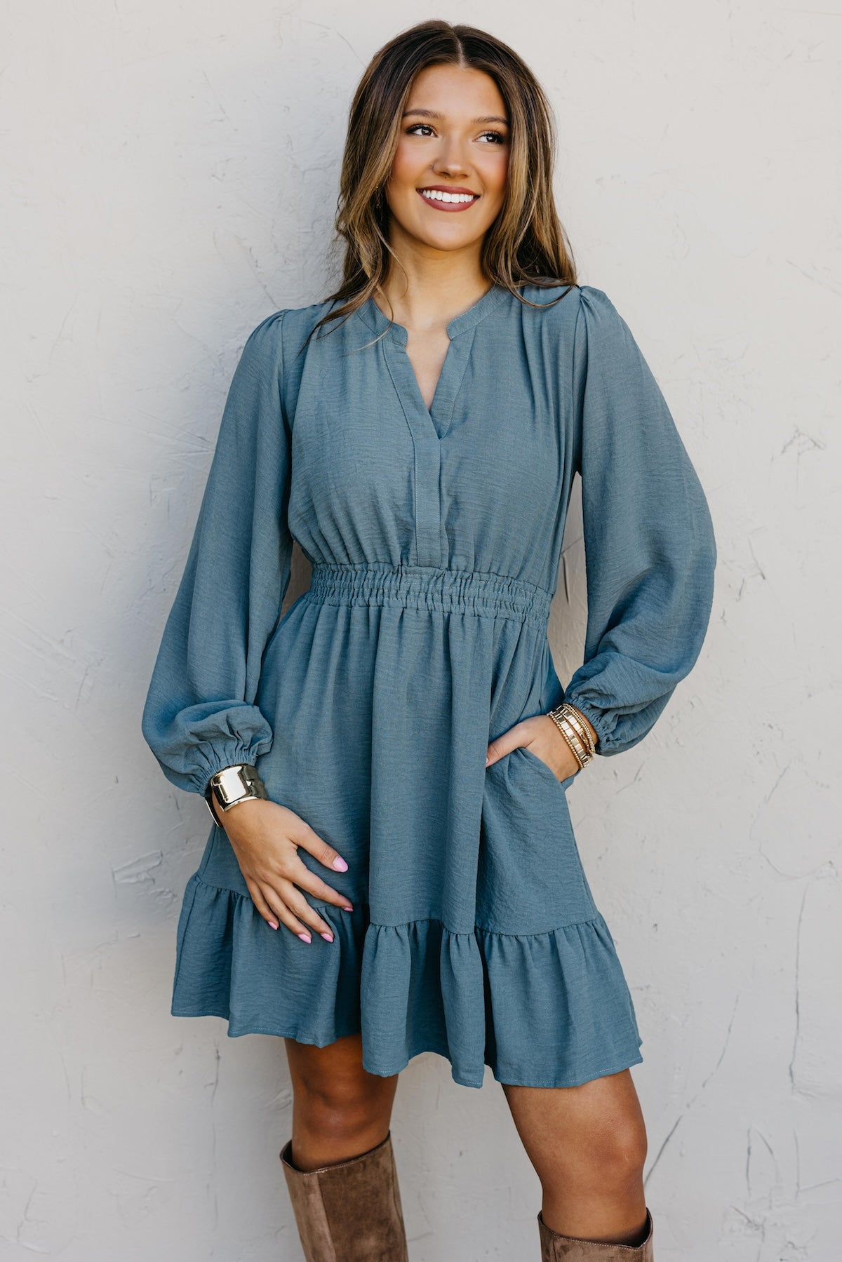 The Irene Elastic Waist Mini Dress