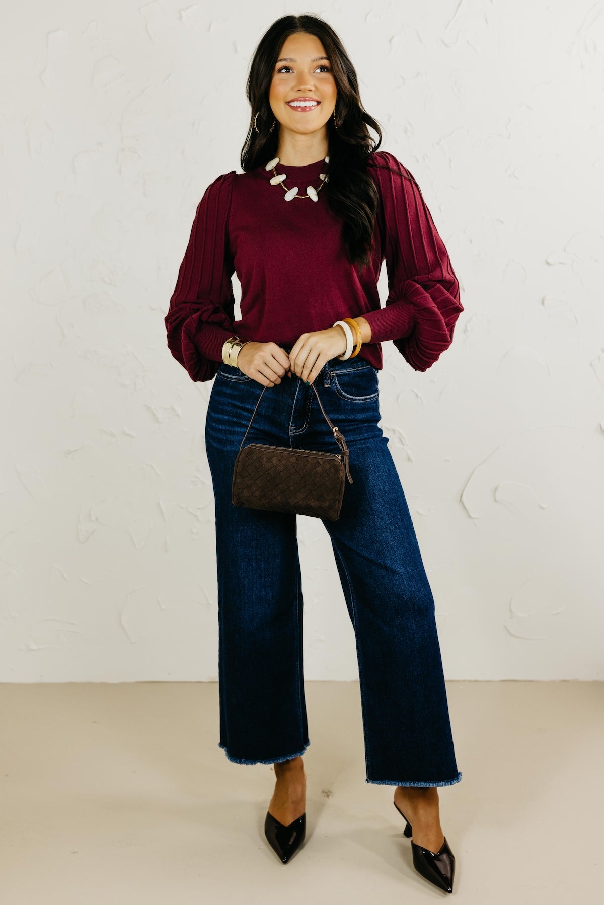 The Aleesia Pleated Puff Sleeve Sweater