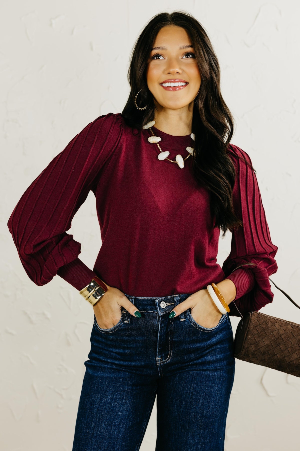 The Aleesia Pleated Puff Sleeve Sweater