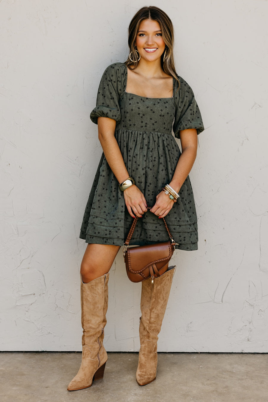 The Jessa Floral Corduroy Mini Dress