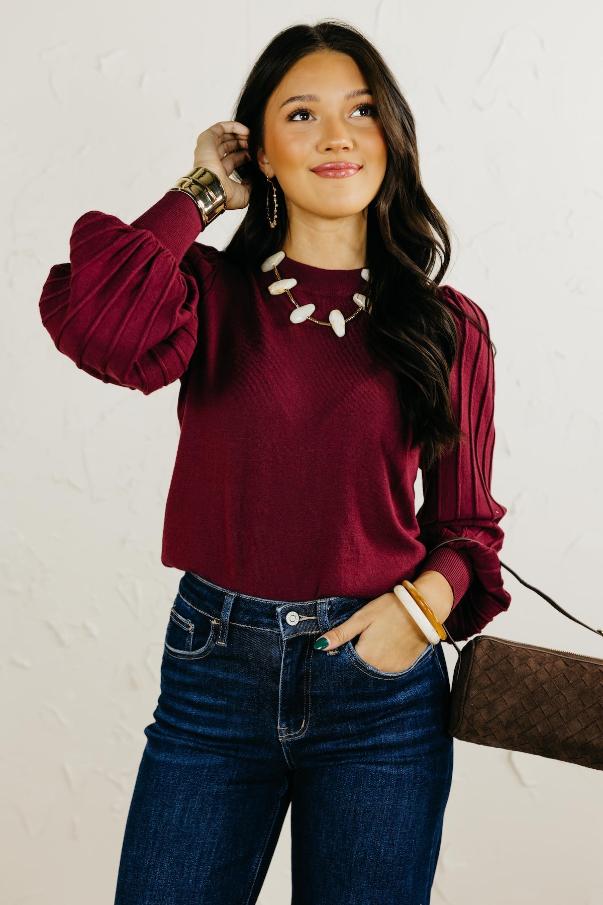 The Aleesia Pleated Puff Sleeve Sweater