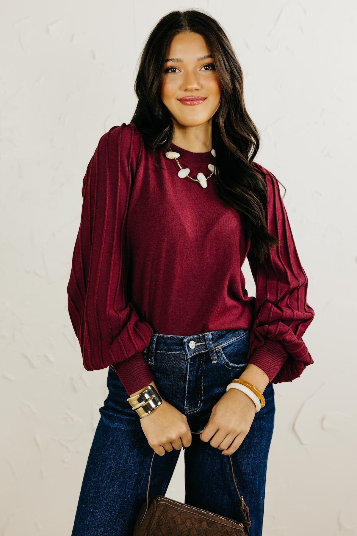 The Aleesia Pleated Puff Sleeve Sweater