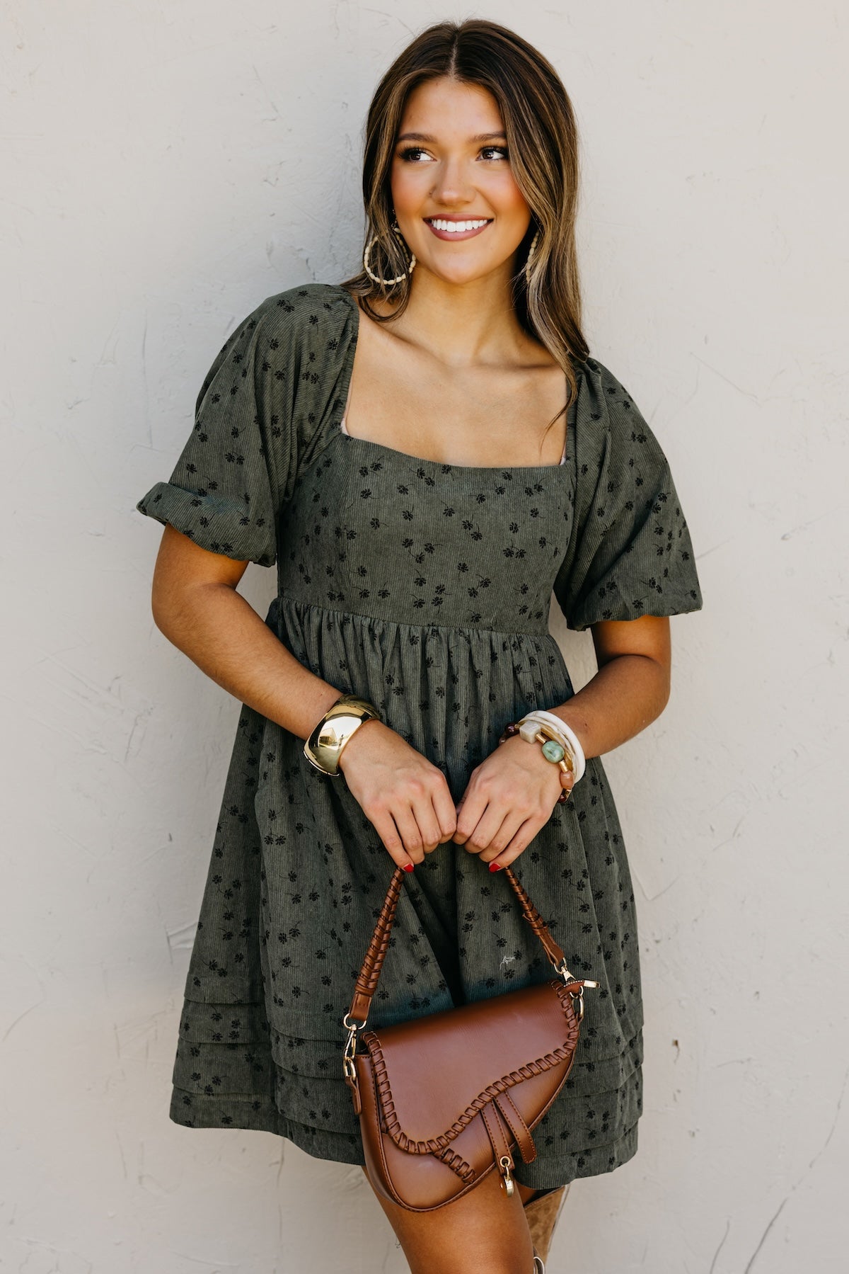 The Jessa Floral Corduroy Mini Dress