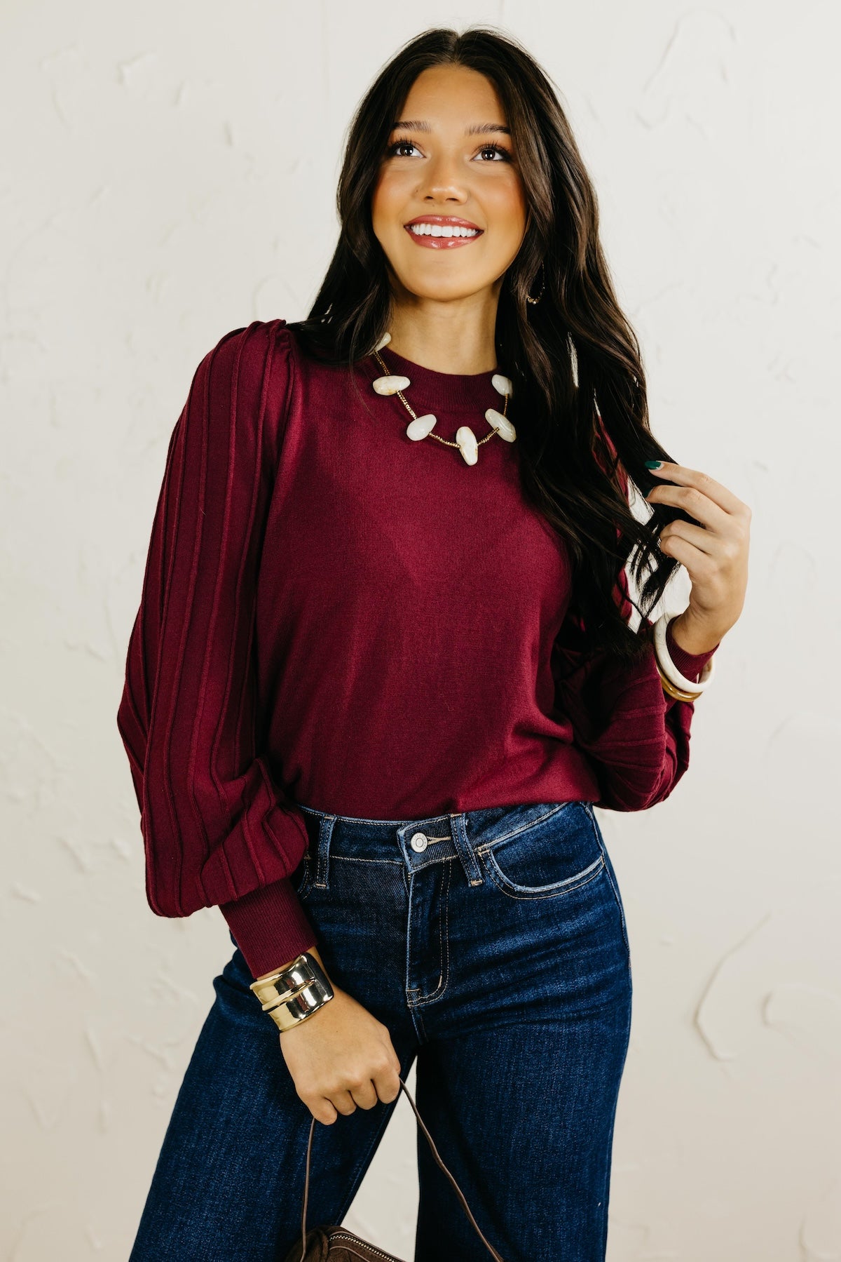 The Aleesia Pleated Puff Sleeve Sweater