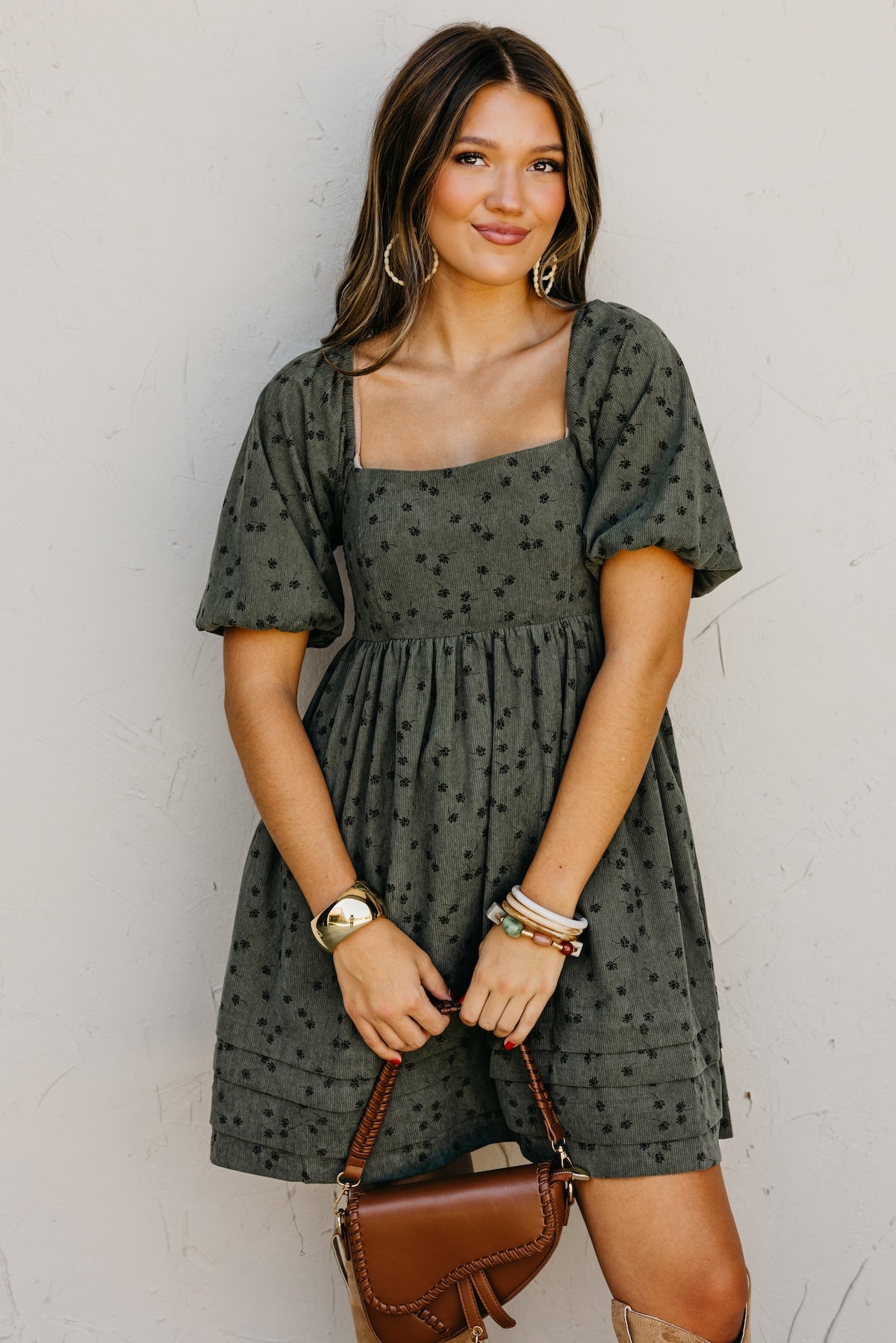 The Jessa Floral Corduroy Mini Dress