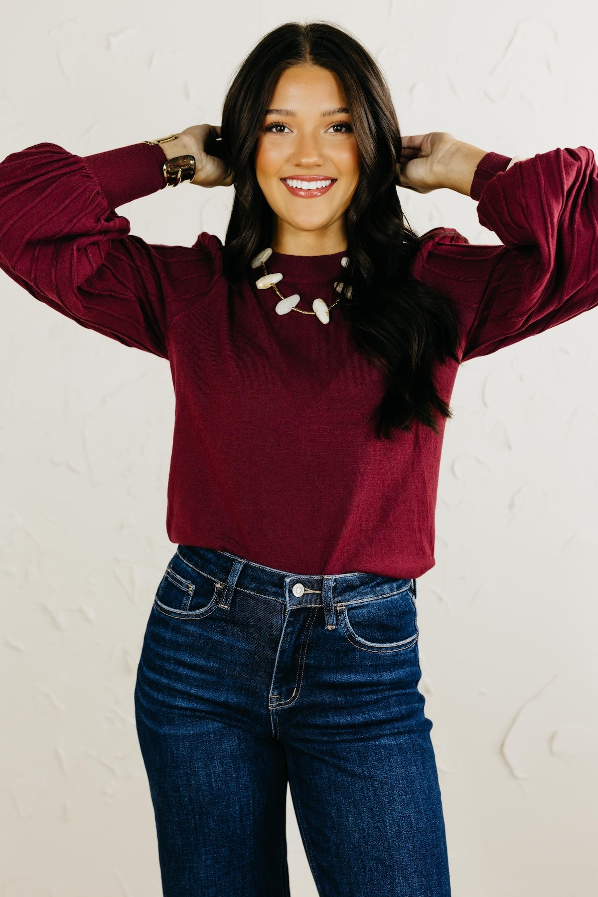 The Aleesia Pleated Puff Sleeve Sweater