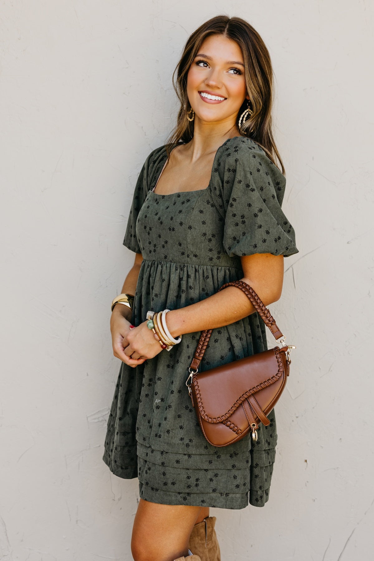 The Jessa Floral Corduroy Mini Dress