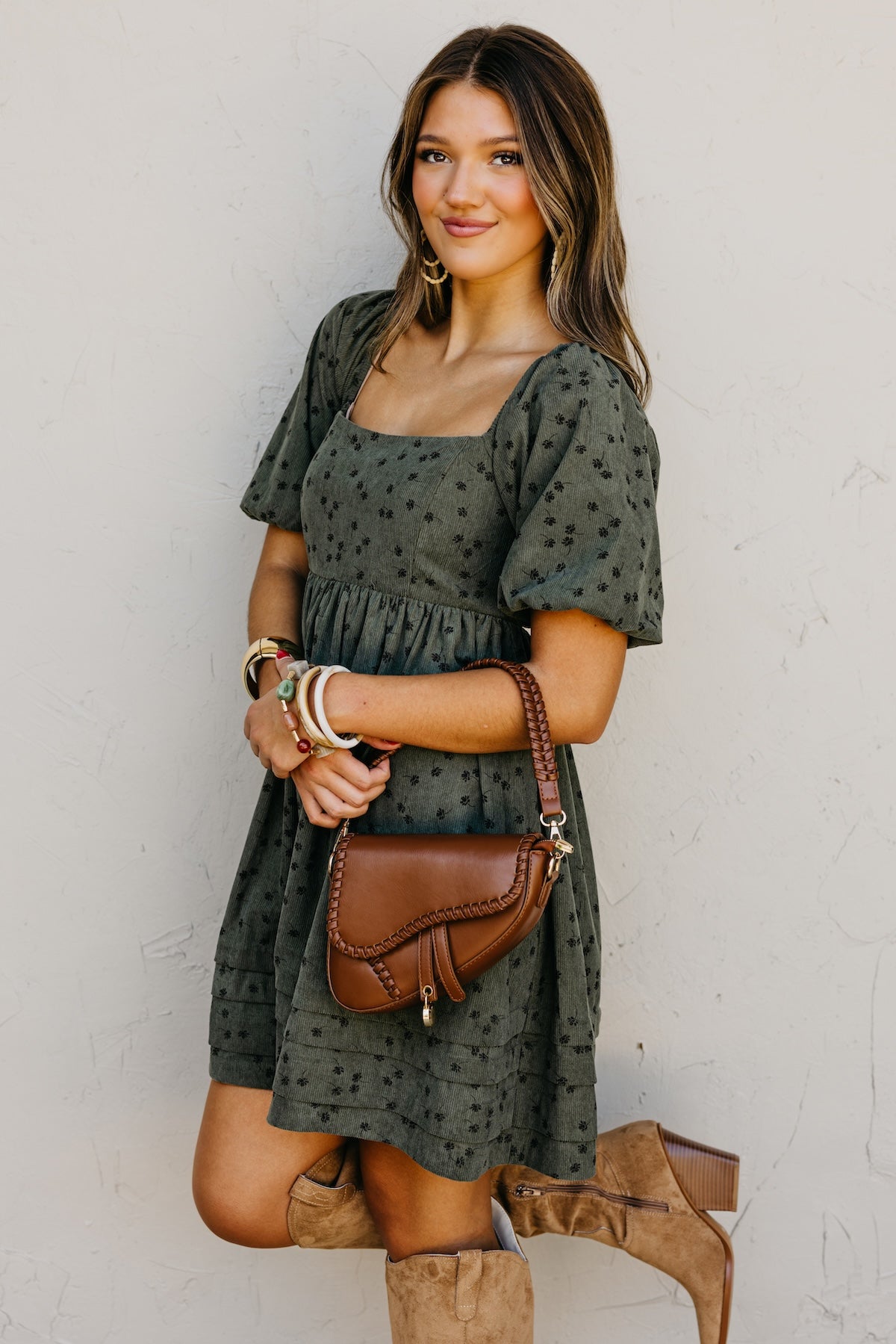 The Jessa Floral Corduroy Mini Dress