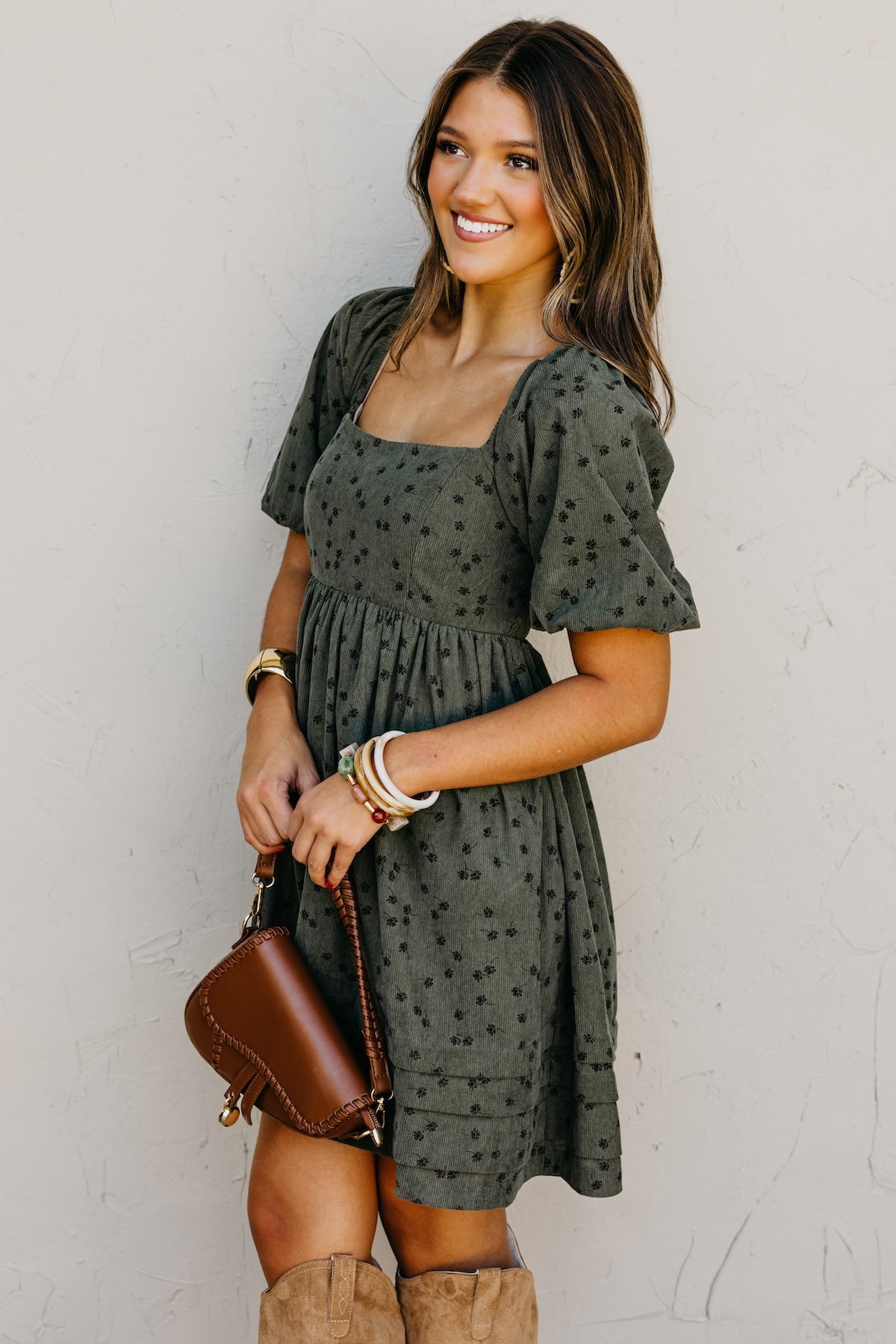 The Jessa Floral Corduroy Mini Dress