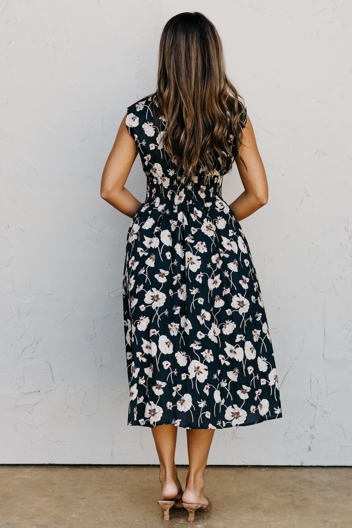The Libbie Floral Zip Front Midi Dress