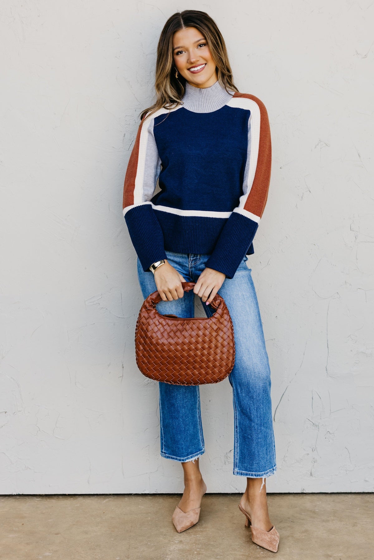 The Jenna Blocked Rib Knit Sweater