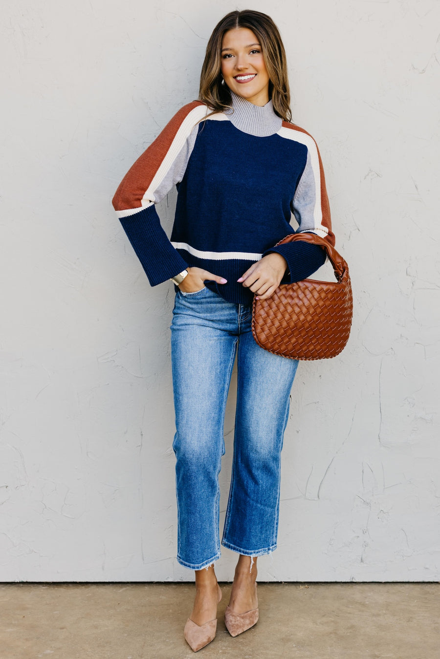 The Jenna Blocked Rib Knit Sweater