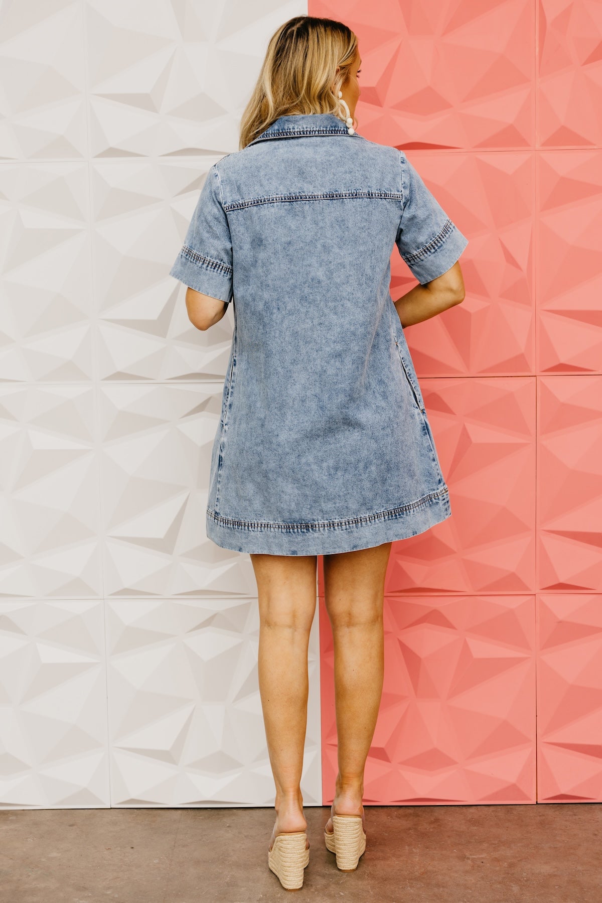 The Carolina Collared Chambray Mini Dress