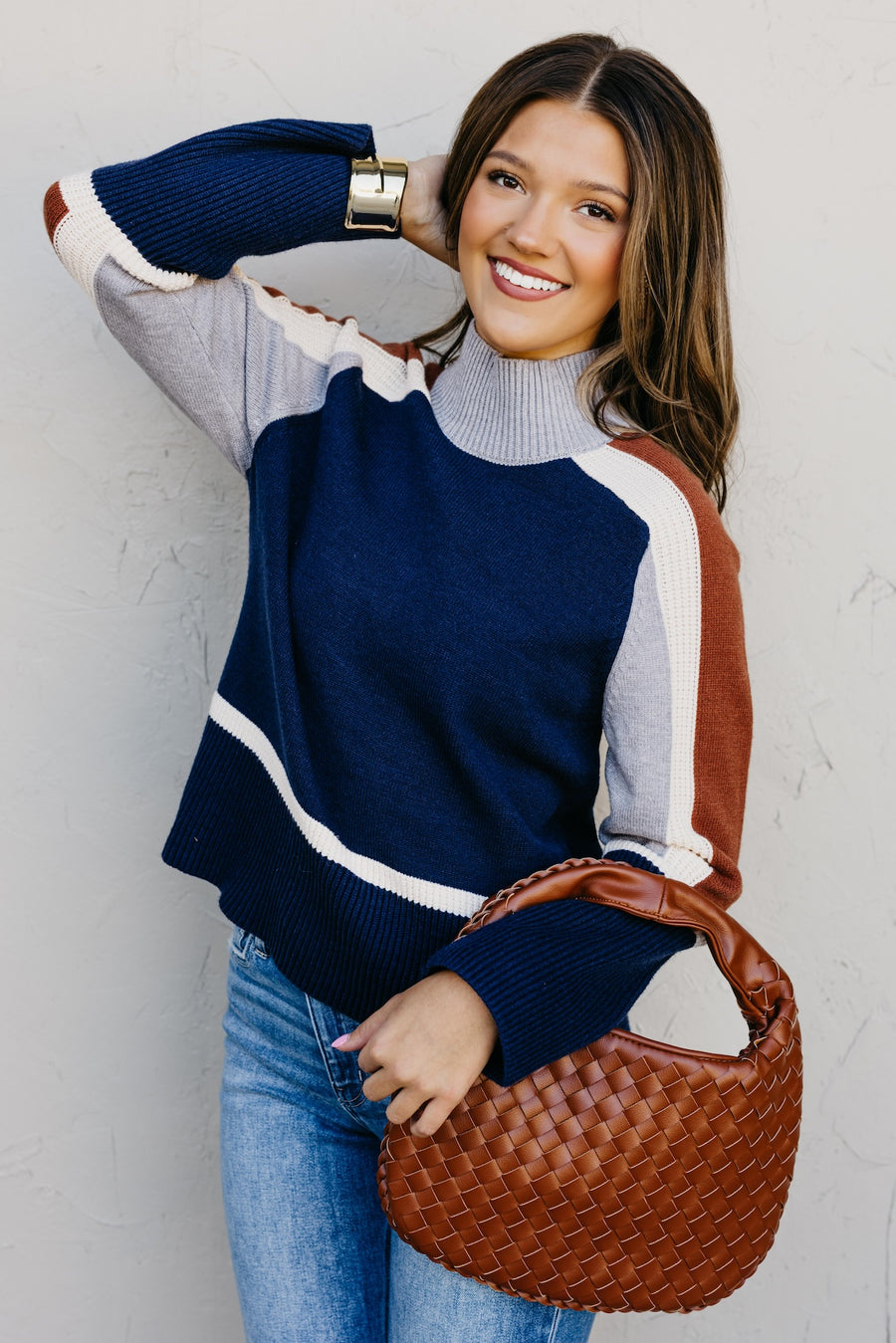 The Jenna Blocked Rib Knit Sweater