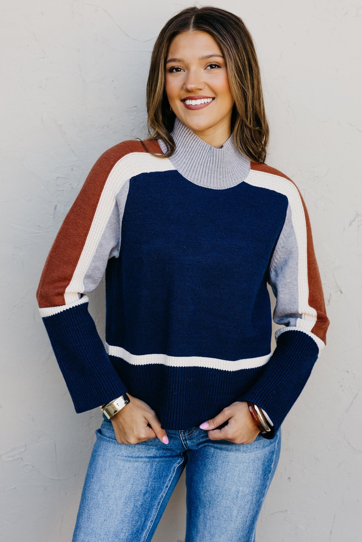 The Jenna Blocked Rib Knit Sweater