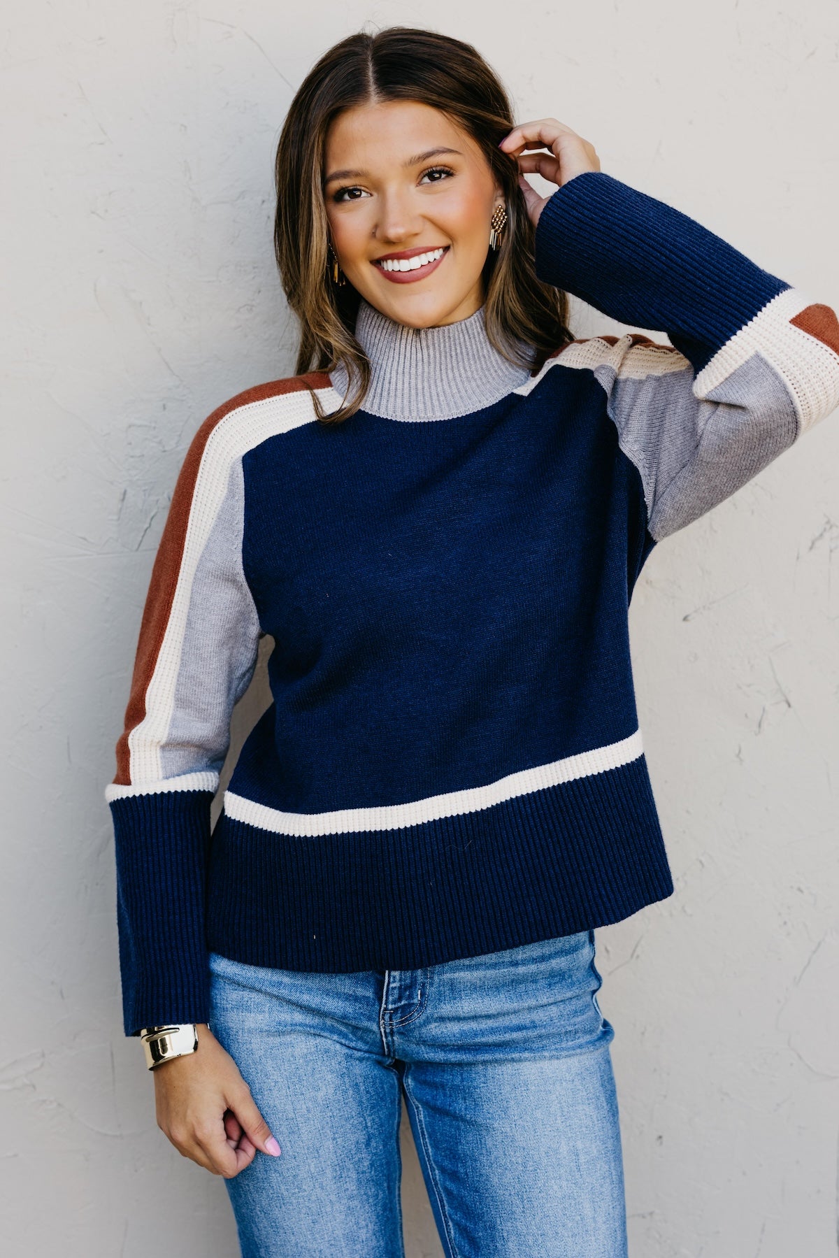 The Jenna Blocked Rib Knit Sweater