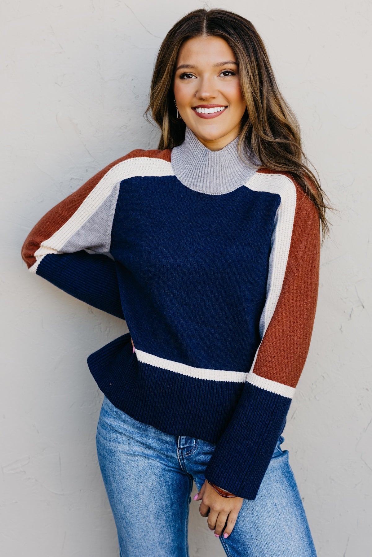 The Jenna Blocked Rib Knit Sweater