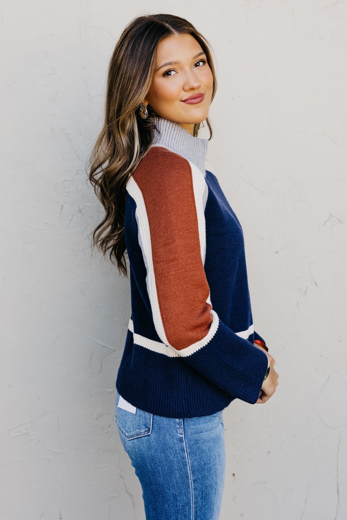The Jenna Blocked Rib Knit Sweater