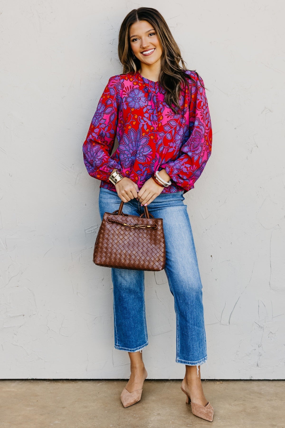 The Pearl Print Button Blouse