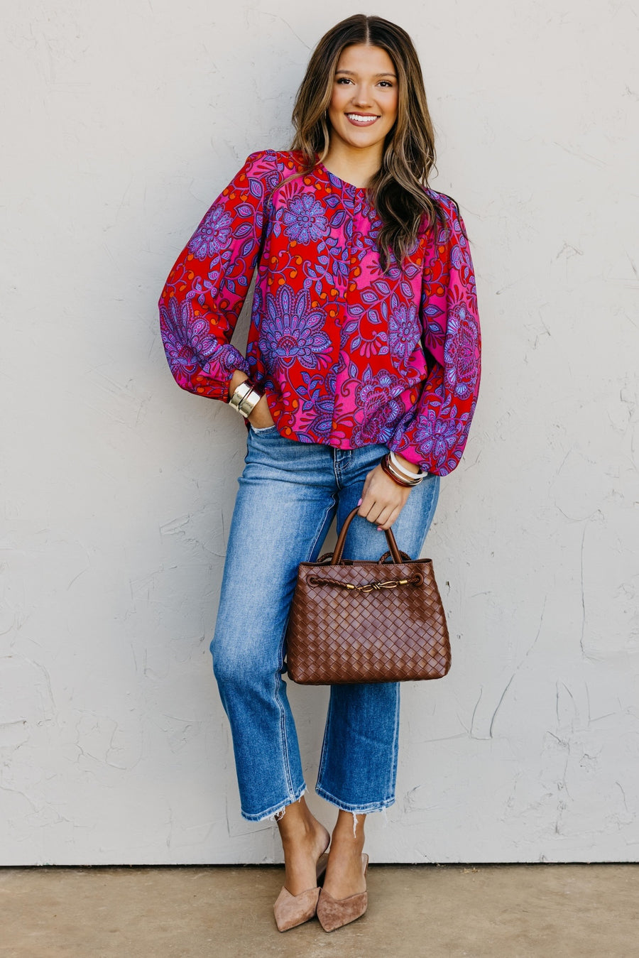 The Pearl Print Button Blouse