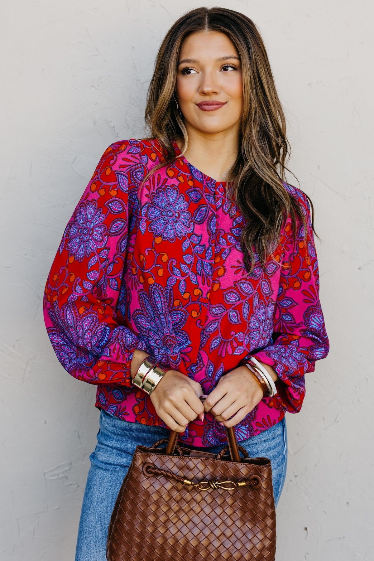 The Pearl Print Button Blouse